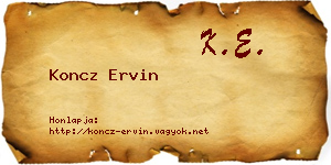 Koncz Ervin névjegykártya